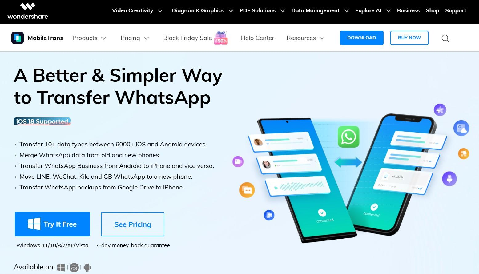 mobiletrans whatsapp transfer tool