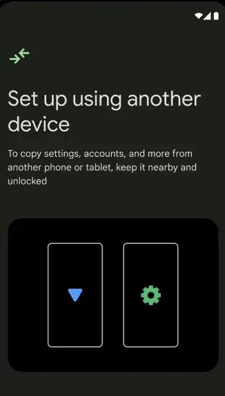 set up using another device option